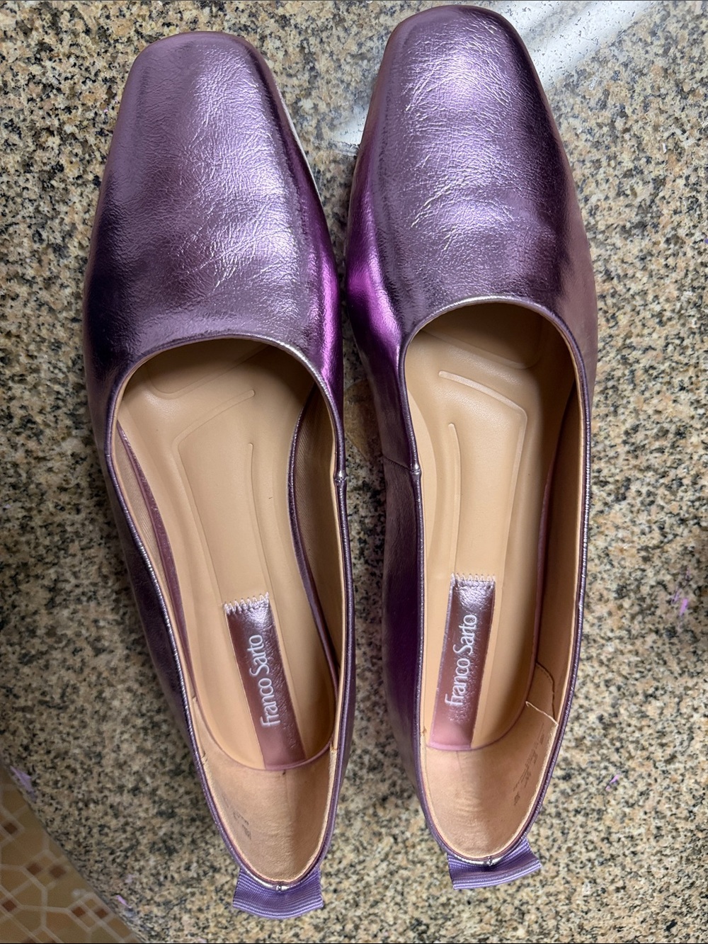 Franco Sarto Metallic Plum Leather Ballet Flats
